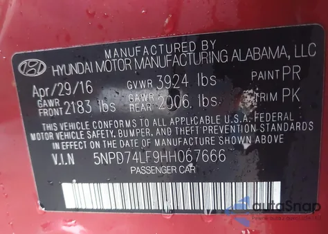 2017 Hyundai Elantra Se z USA, uszkodzony, nr VIN 5NPD74LF9HH067666